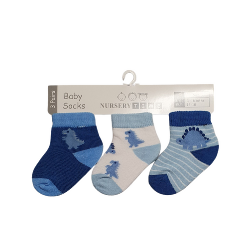 Nursery Time Triple Pack Socks With Dinosaur Print